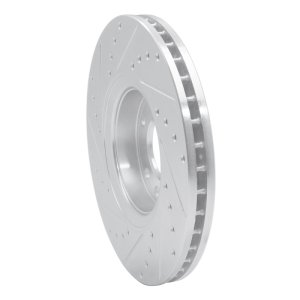 Cadillac BLS Brake Rotor (1) - Front Right - R1 Concepts - Drilled & Slotted - Silver - `03-`11